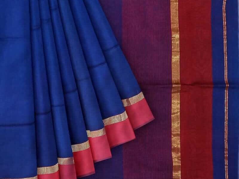 royal blue maheshwari handloom saree