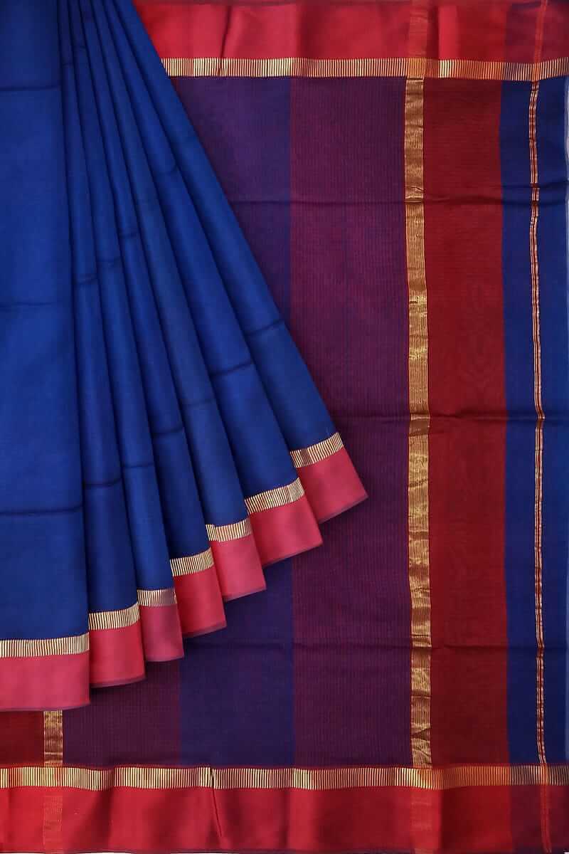royal blue maheshwari handloom saree