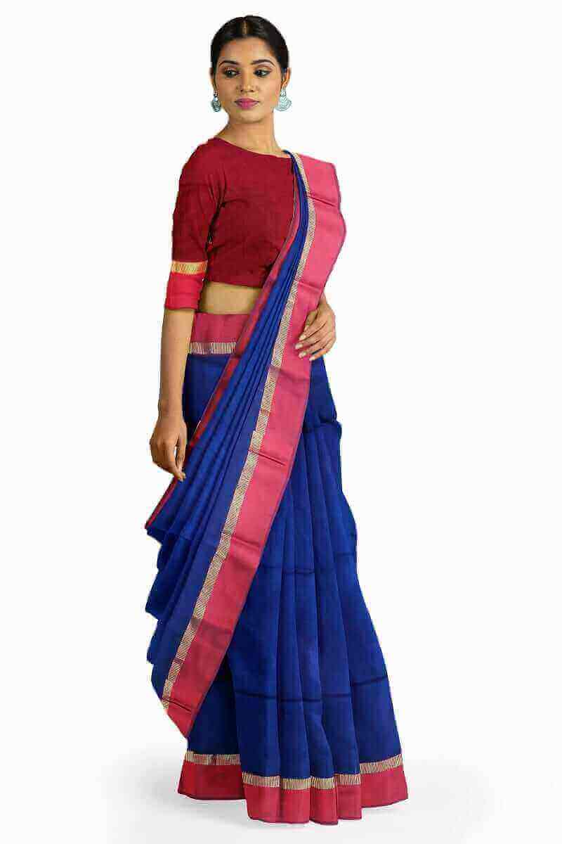 royal blue maheshwari handloom saree