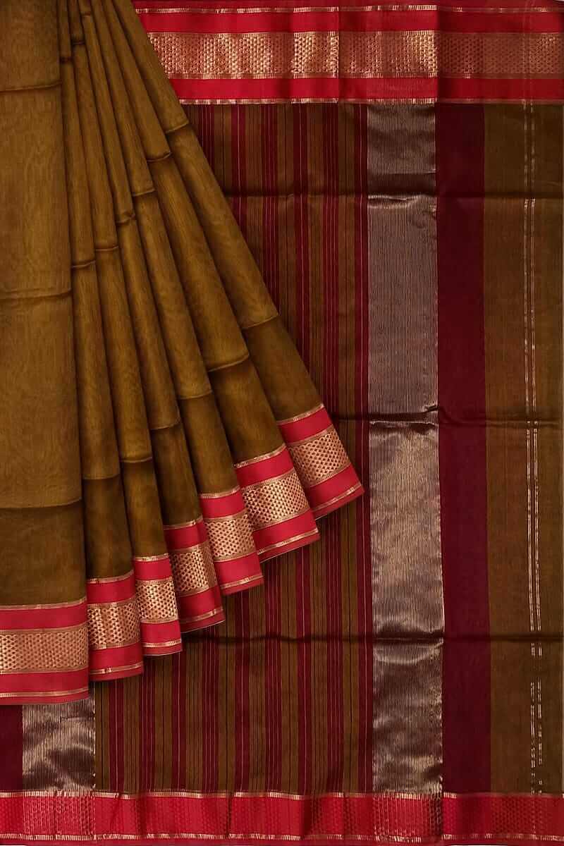 cotton silk mastard maheshwari saree