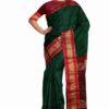 green and red maheshwari handloom cotton silk saree