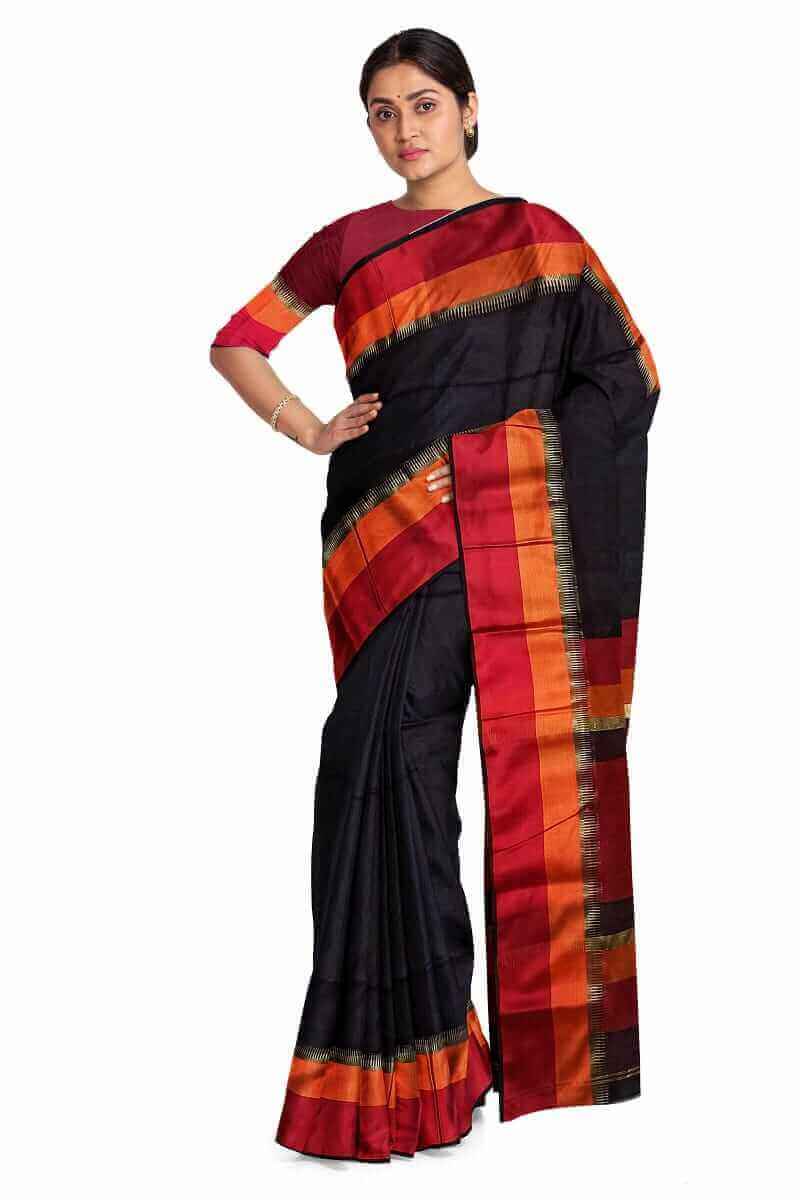 black maheshwari handloom saree