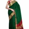 beatiful handwoven cotton silk p.green saree