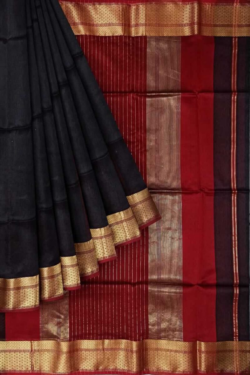 fancy party wear cotton silk black saree