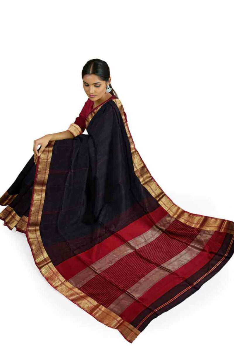 fancy party wear cotton silk black saree