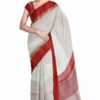 cotton by silk white and red saree