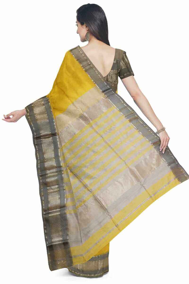 beatiful golden cotton silk saree