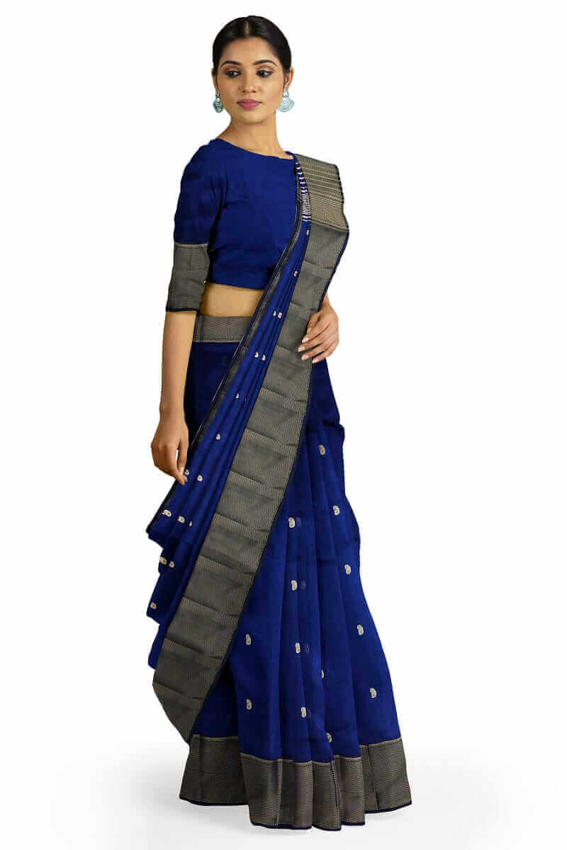 Maheshwari handwoven buti blue saree